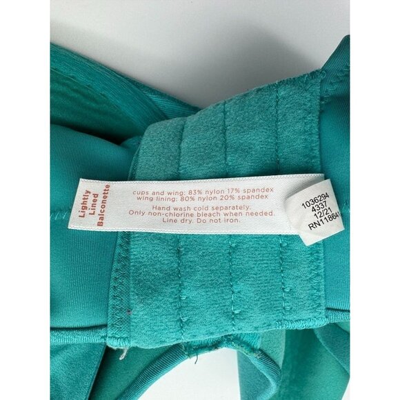 Cacique Lane Bryant Lightly Lined Balconette Bra Teal Green Underwire Size 40DDD - Picture 5 of 6